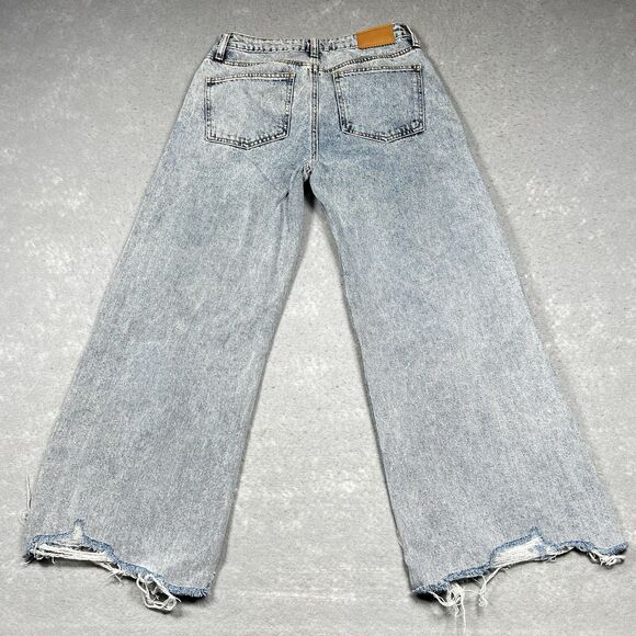 Avec Les Filles Jeans Womens Size 26 Blue Ripped High Waisted Flare Leg Denim - Picture 9 of 14